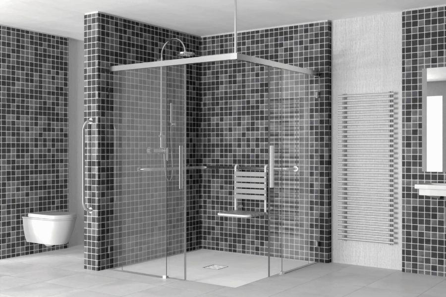 Duschabtrennung aus Glas für eine begehbare Dusche